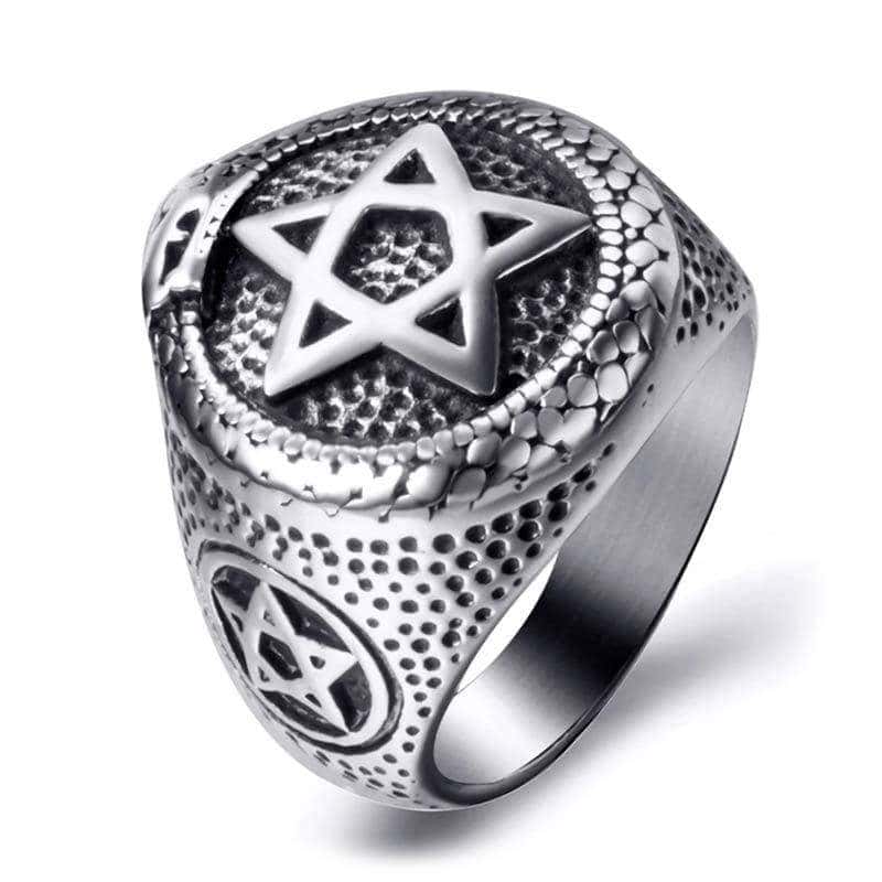 Yılan Yüzük Pentagram (Çelik)